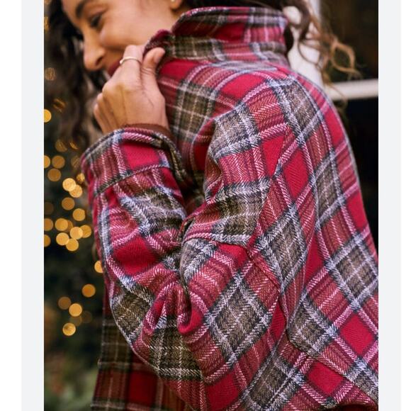 Frank & Eileen McLoghlin Utility Jacket Red Black Textured Flannel Size XS Small - Picture 8 of 14